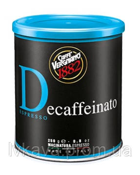 Кофе молотый Caffe Vergnano 1882 Decaffeinato, ж/б, 250 гр